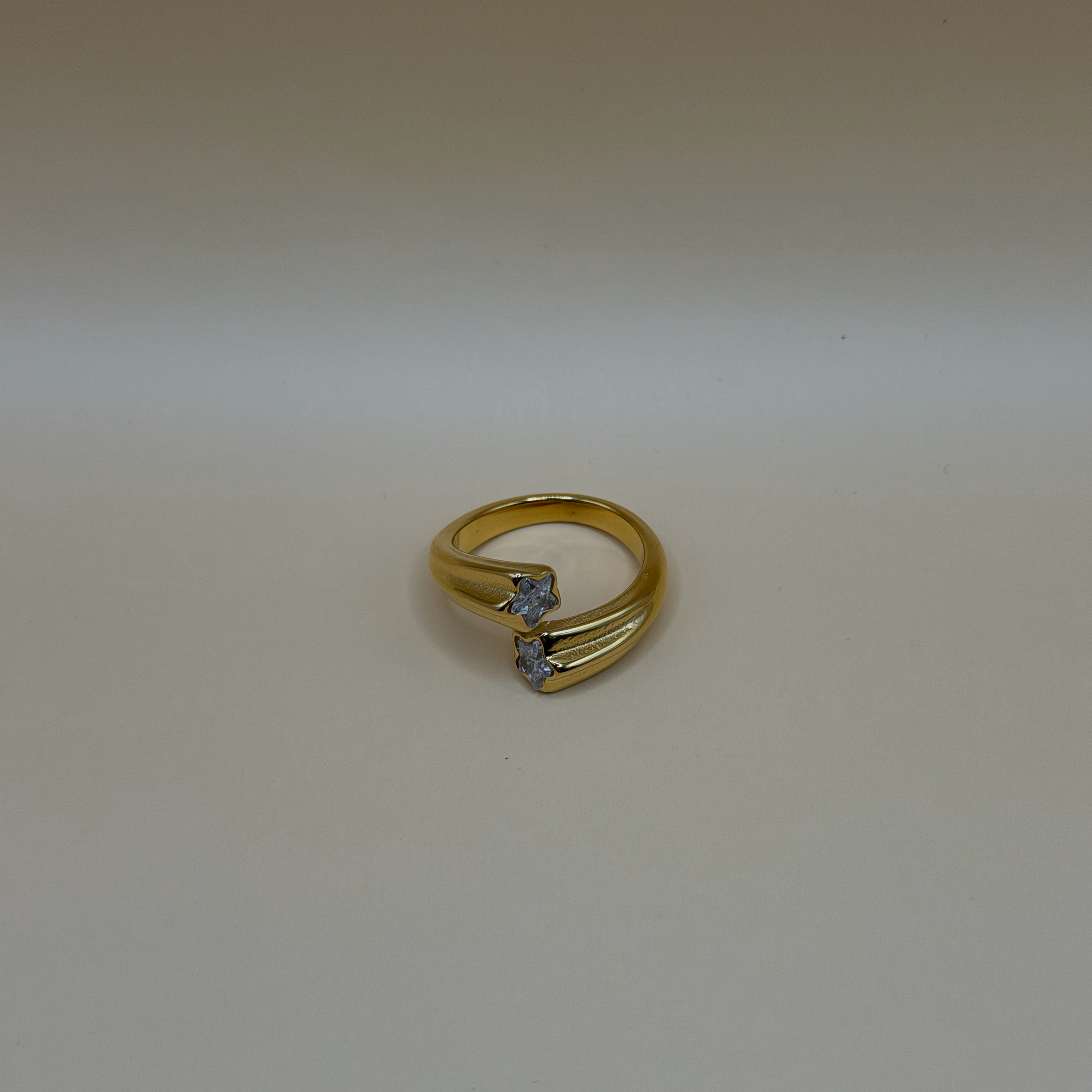 Bague acier inoxydable et zircon étoilé