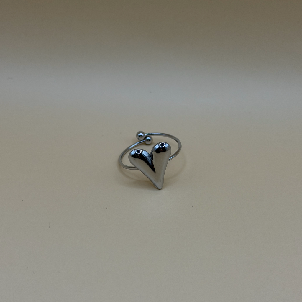 Bague fine coeur acier inoxydable