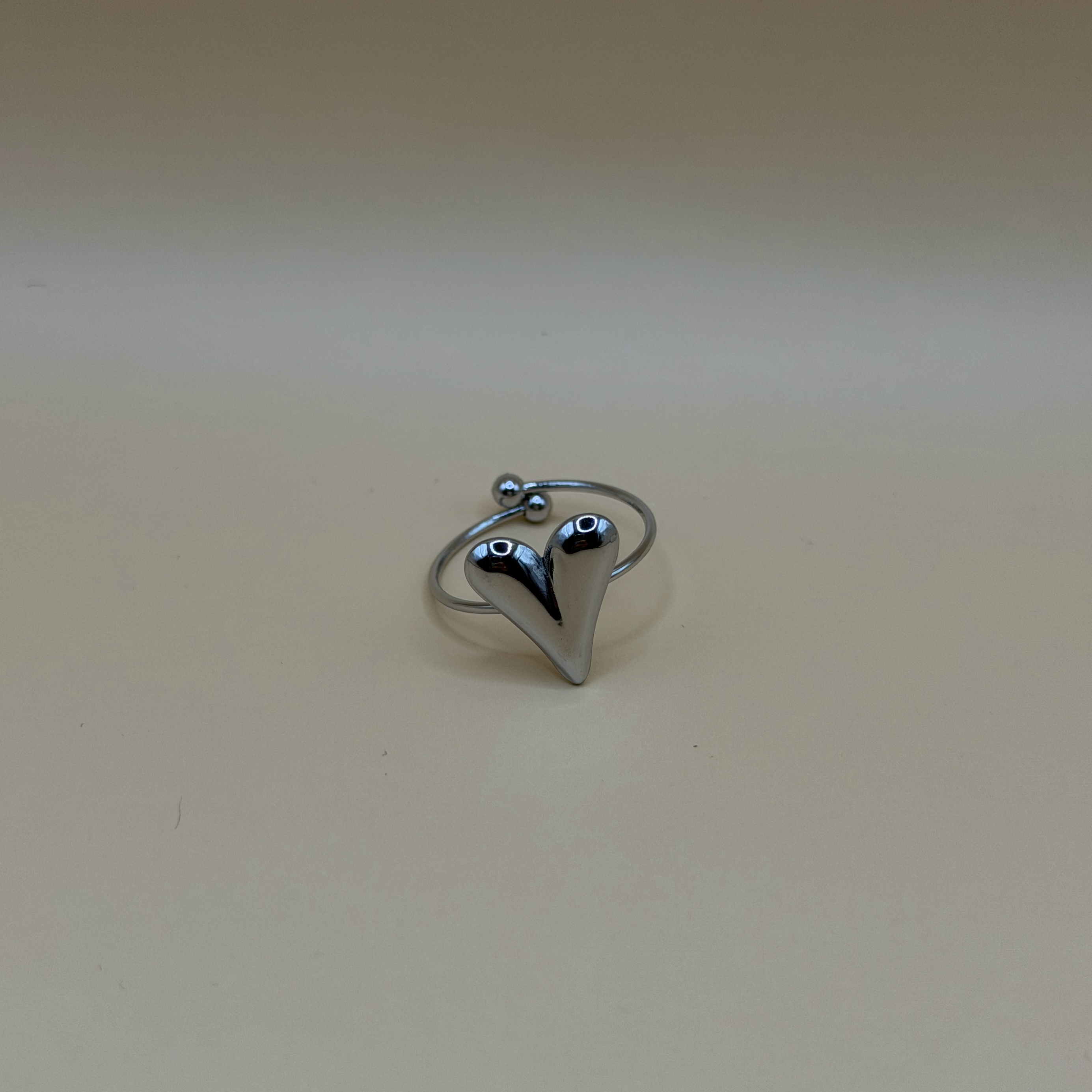 Bague fine coeur acier inoxydable