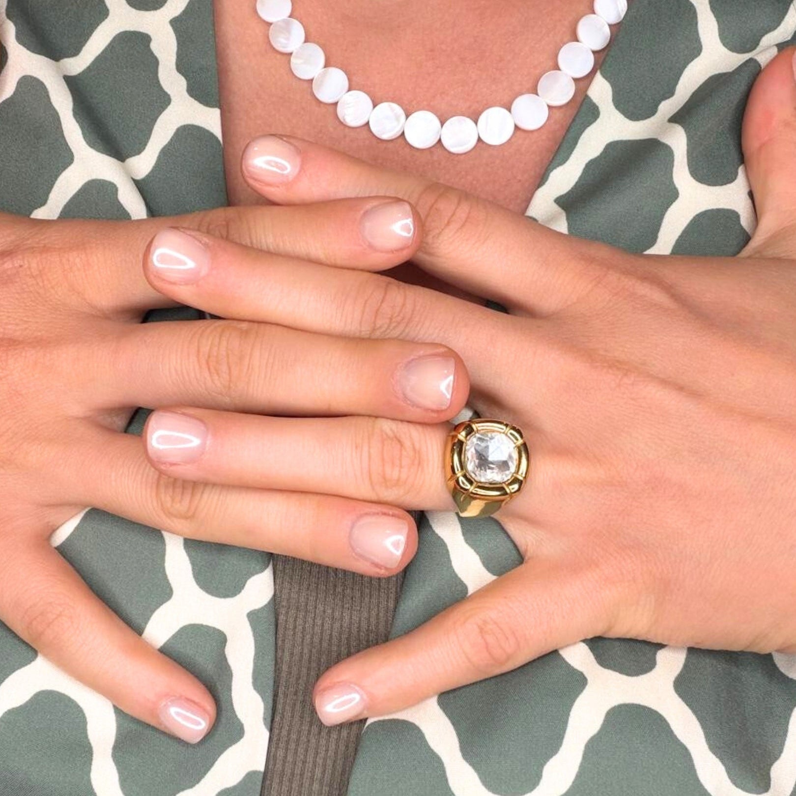 Bague plaquée or et zircon blanc élégant