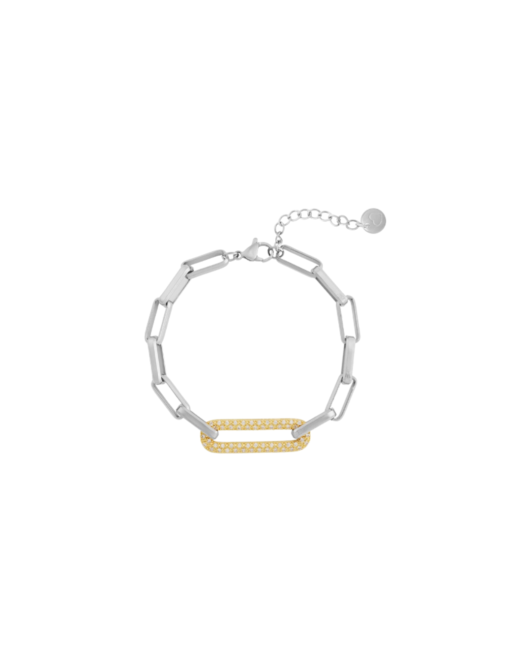 Bracelet acier inoxydable argent et zircon