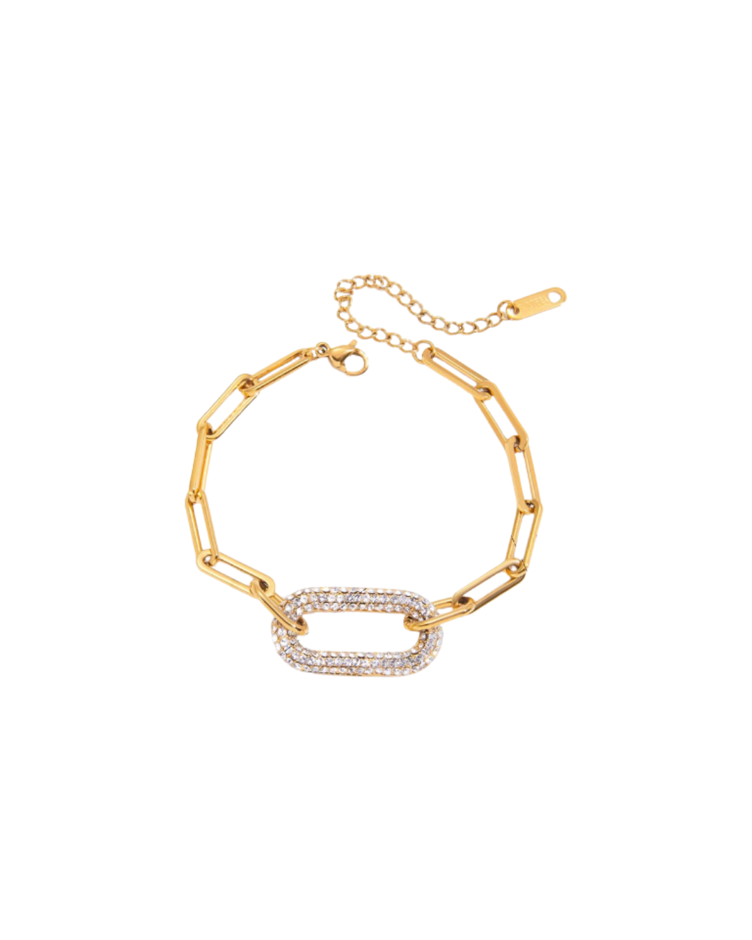 Bracelet maille plaqué or 18k et zircons serties