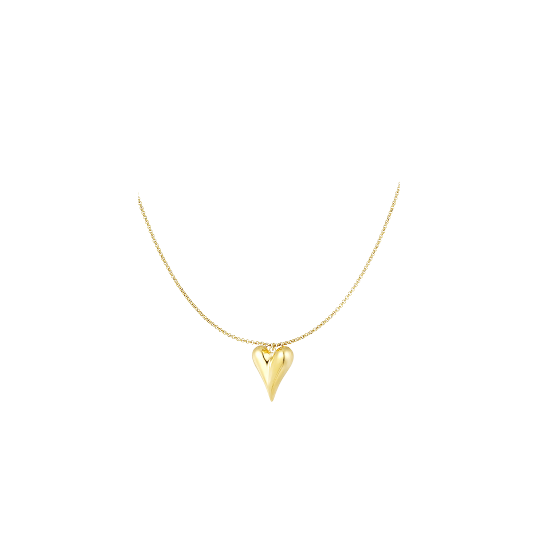 Collier maille fine et coeur plaqué or 18k