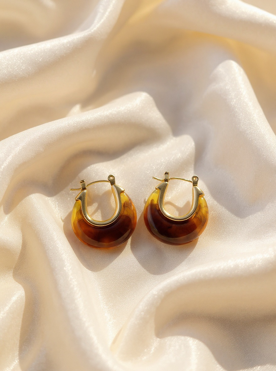 Boucles d'oreilles en résine et acier inoxydable