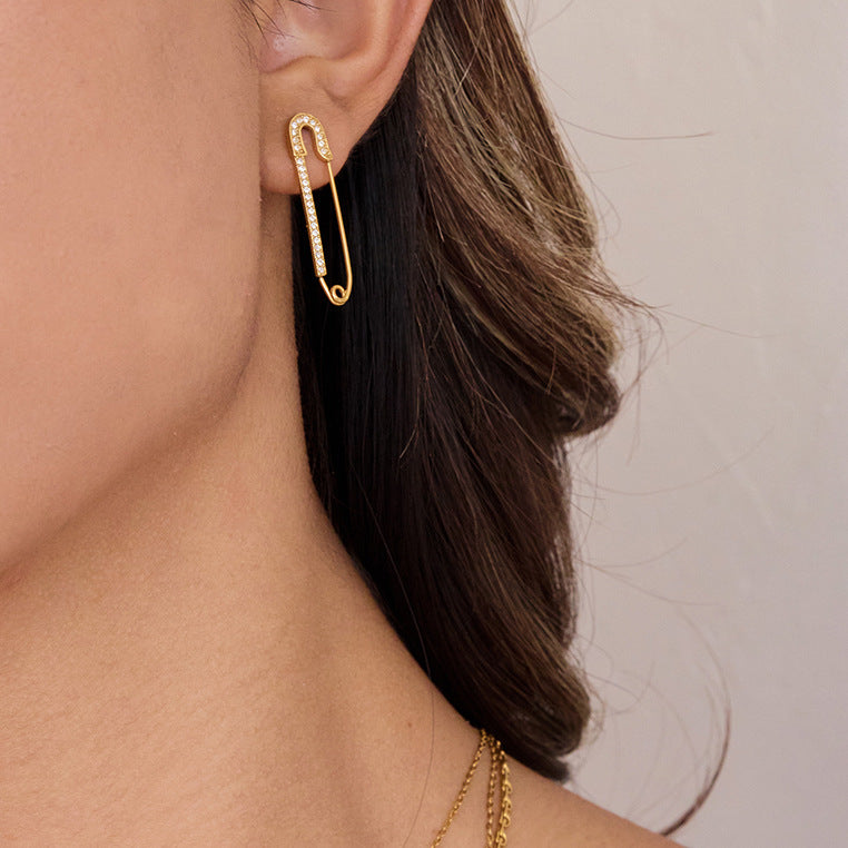 Boucles trombone plaqué or et zircon